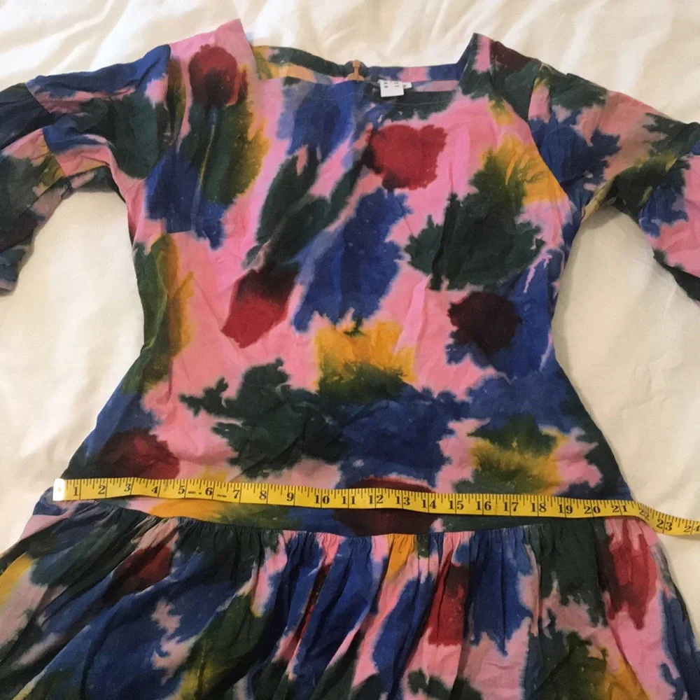 Abstract Floral Midi Dress in Pink, Blue & Green - Picture 10 of 12